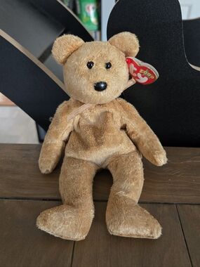 Vintage 2000 Cashew TY Beanie Baby Brown Teddy Bear Plush